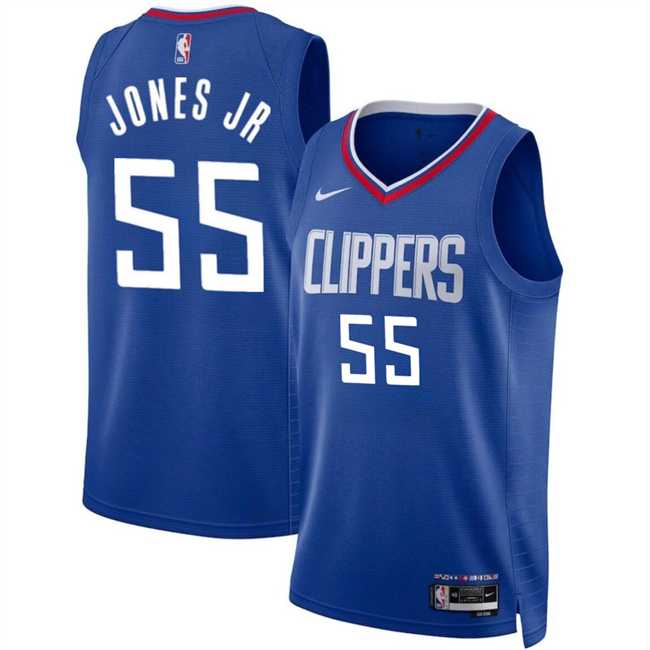 Men%27s Los Angeles Clippers #55 Derrick Jones Jr Blue Icon Edition Stitched Jersey Dzhi->golden state warriors->NBA Jersey